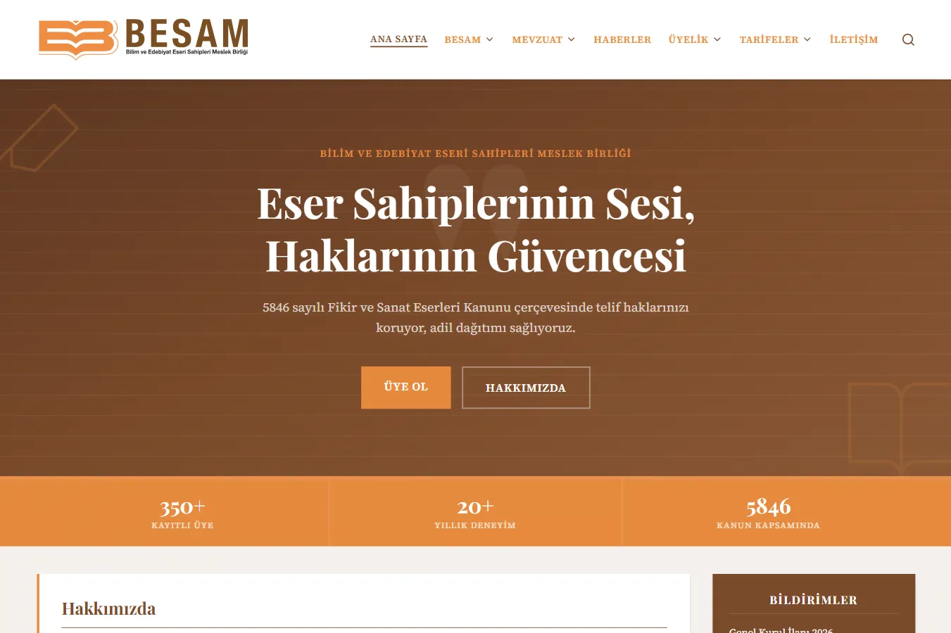 BESAM Kurumsal Web Sitesi