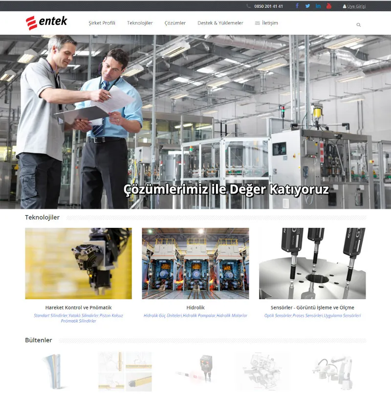 Entek Otomasyon Web Sitesi — ekran görüntüsü