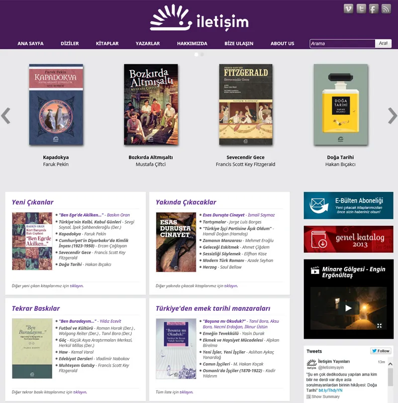 İletişim Yayınları Web Sitesi — ekran görüntüsü